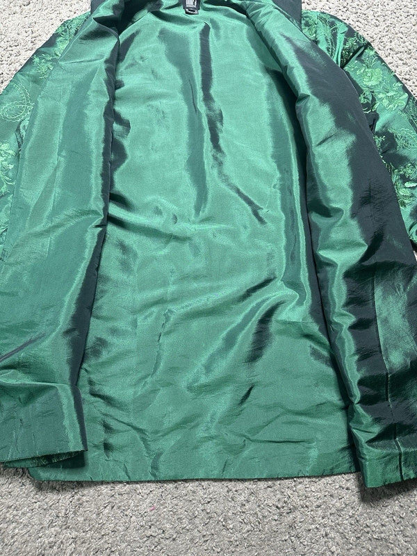 Vintage Gump’s San Francisco Jacket Women XL Brocade Satin Green Theater Fashion