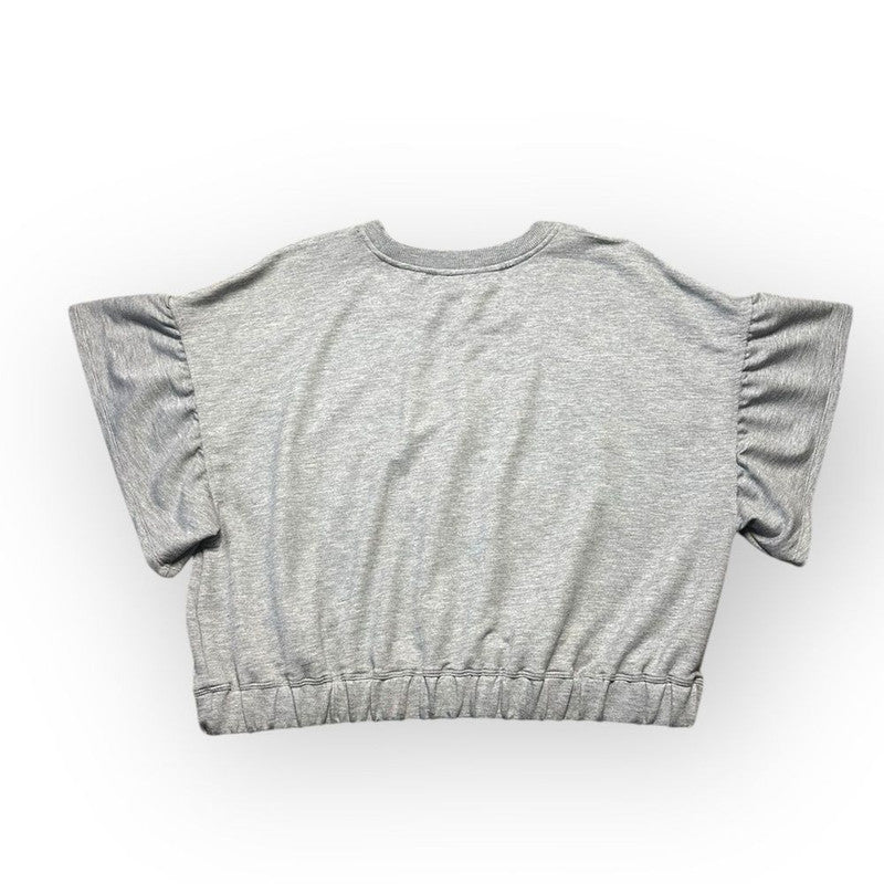 Dkny Cropped Sweater Womens XL Gray Short Sleeve Cozy Loungewear Minimalist