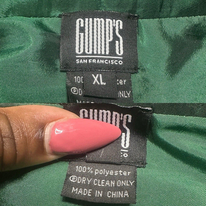 Vintage Gump’s San Francisco Jacket Women XL Brocade Satin Green Theater Fashion