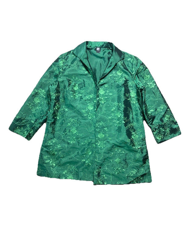 Vintage Gump’s San Francisco Jacket Women XL Brocade Satin Green Theater Fashion