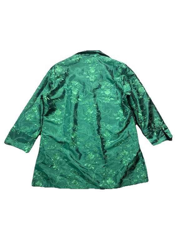 Vintage Gump’s San Francisco Jacket Women XL Brocade Satin Green Theater Fashion
