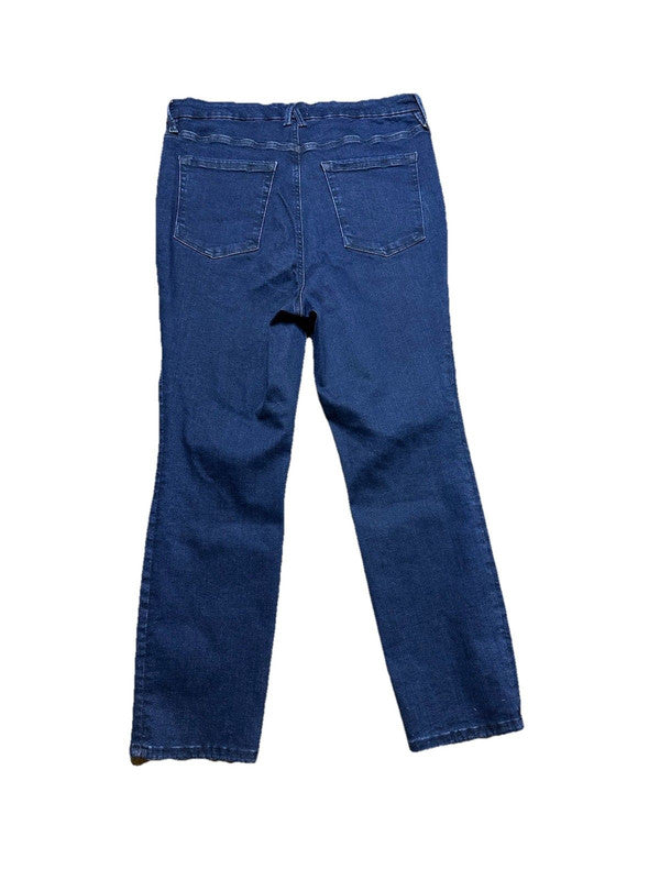 Good American Good Icon Jeans Women’s 18 Straight Leg Dark Wash Denim Blue224