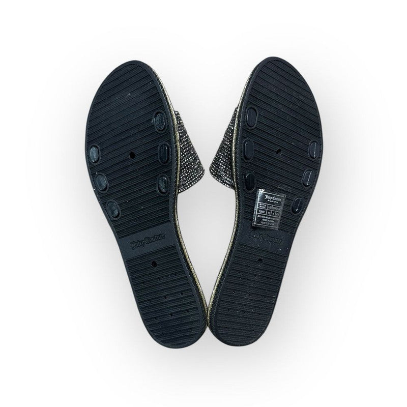 Juicy Couture Yummy Slides Womens 10 Silver Beaded Flats