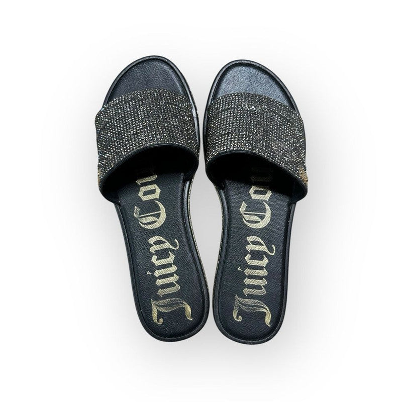 Juicy Couture Yummy Slides Womens 10 Silver Beaded Flats