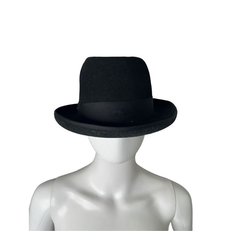 Vintage Bianchi Cappelli Hat Wool Felt Homburg Black Classic Formal Top Hat