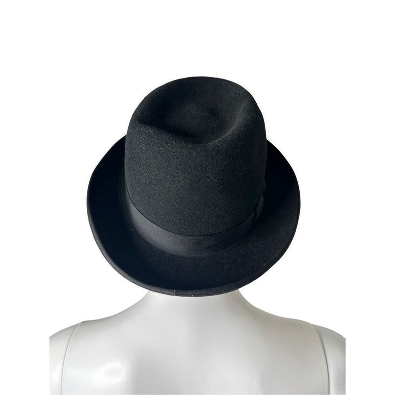Vintage Bianchi Cappelli Hat Wool Felt Homburg Black Classic Formal Top Hat