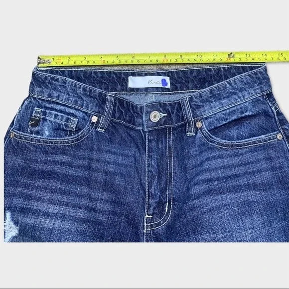 KanCan Distressed Shark Hem Boyfriend Jeans Women's Size 25