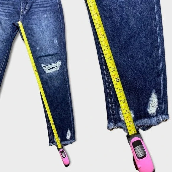KanCan Distressed Shark Hem Boyfriend Jeans Women's Size 25
