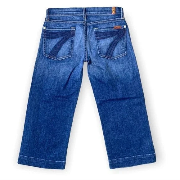 7 For All Mankind Crop DOJO Embroidered Pocket Jeans Women’s Size 27