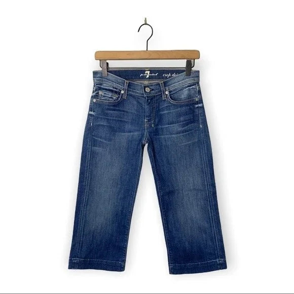 7 For All Mankind Crop DOJO Embroidered Pocket Jeans Women’s Size 27