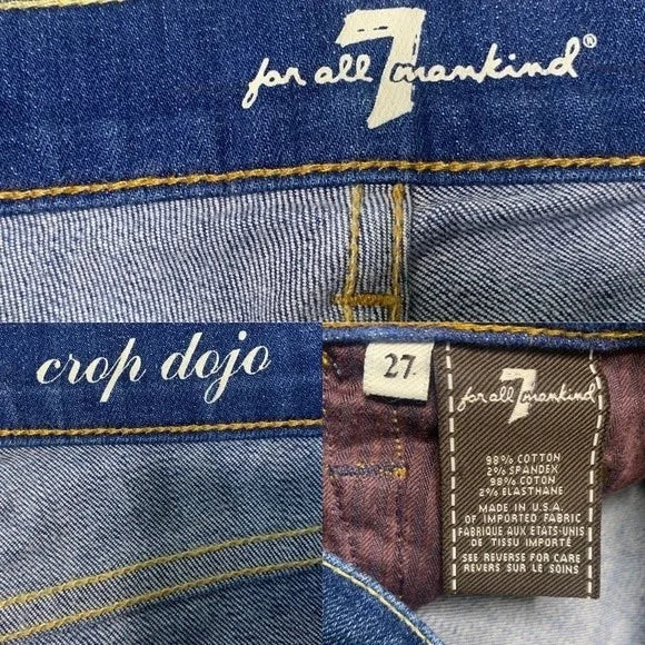7 For All Mankind Crop DOJO Embroidered Pocket Jeans Women’s Size 27