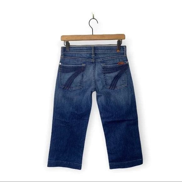 7 For All Mankind Crop DOJO Embroidered Pocket Jeans Women’s Size 27
