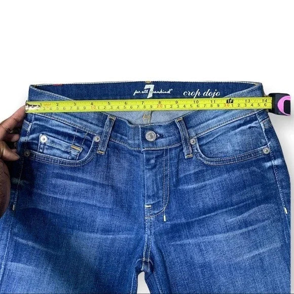 7 For All Mankind Crop DOJO Embroidered Pocket Jeans Women’s Size 27