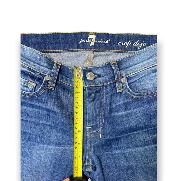 7 For All Mankind Crop DOJO Embroidered Pocket Jeans Women’s Size 27
