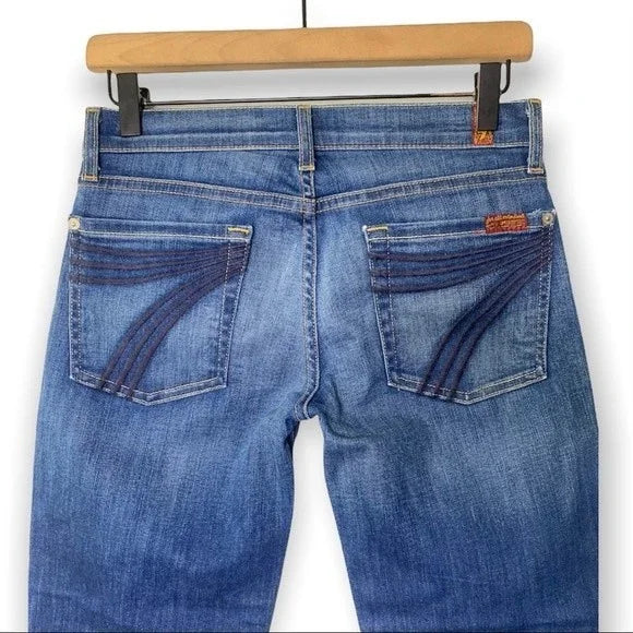 7 For All Mankind Crop DOJO Embroidered Pocket Jeans Women’s Size 27