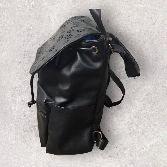Faux Leather Black Laser Cut Backpack