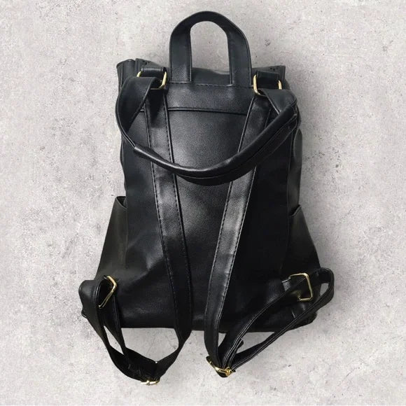 Faux Leather Black Laser Cut Backpack
