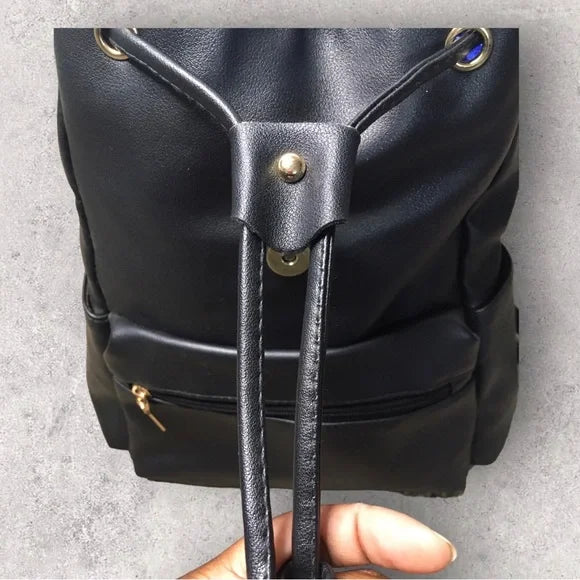 Faux Leather Black Laser Cut Backpack