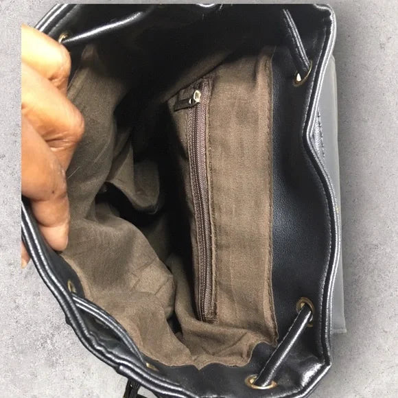 Faux Leather Black Laser Cut Backpack