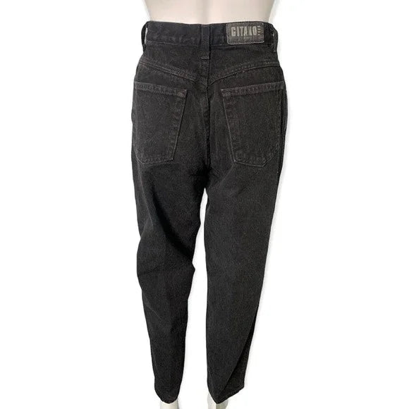 Vintage Gitano High Rise Fitted Women’s Black Tapered Leg Jeans Size 26"