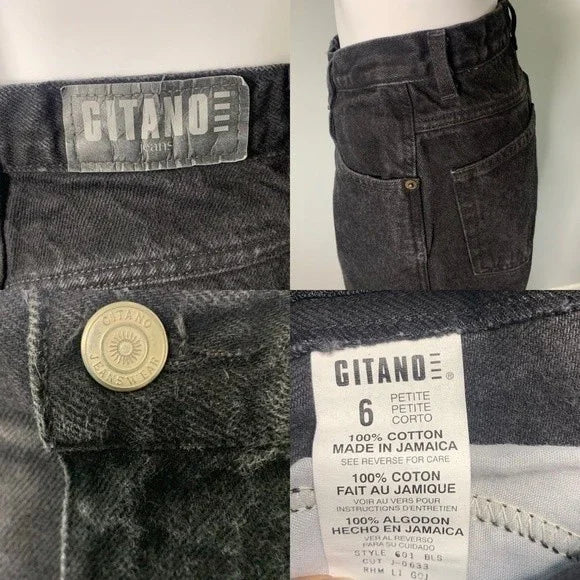 Vintage Gitano High Rise Fitted Women’s Black Tapered Leg Jeans Size 26"