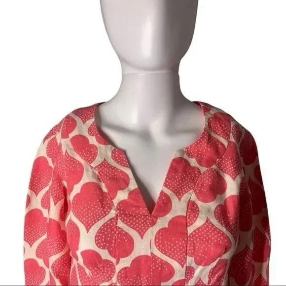 Boden Boho Moroccan Ikat Linen Pink & White Dress