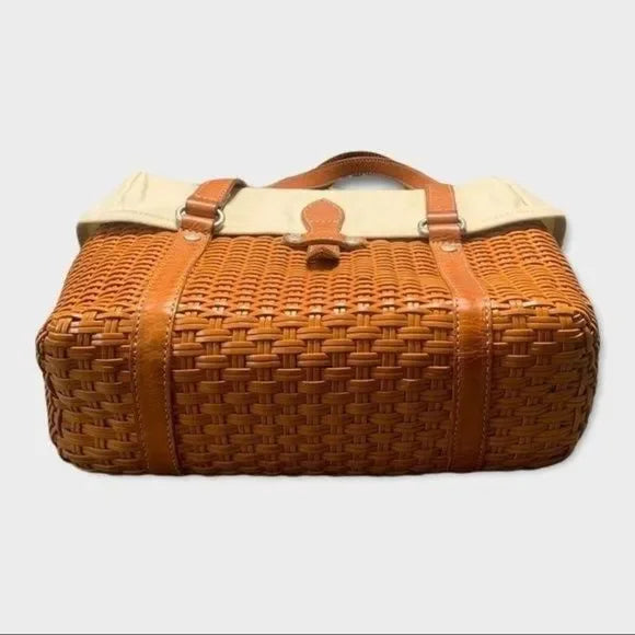 Kinoshohampu Wicker Basket 2 Strap Shoulder Bag