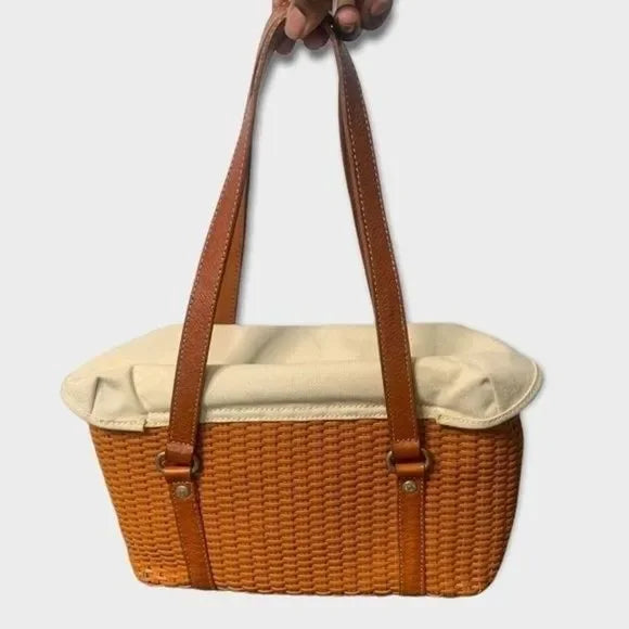 Kinoshohampu Wicker Basket 2 Strap Shoulder Bag