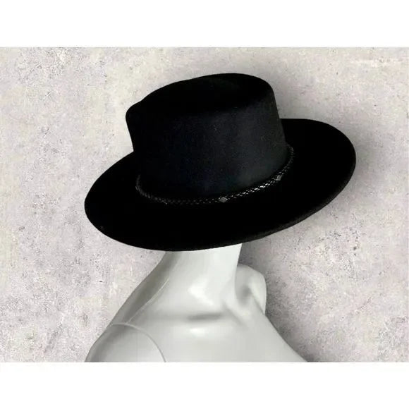 Black Rancher Style Brim Wool Hat