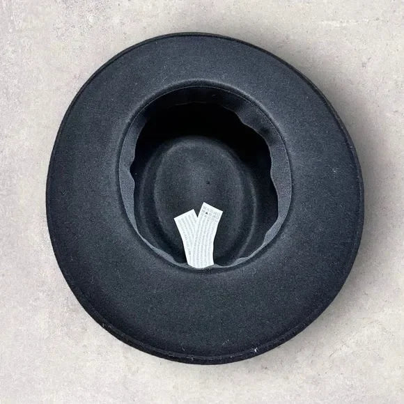 Black Rancher Style Brim Wool Hat