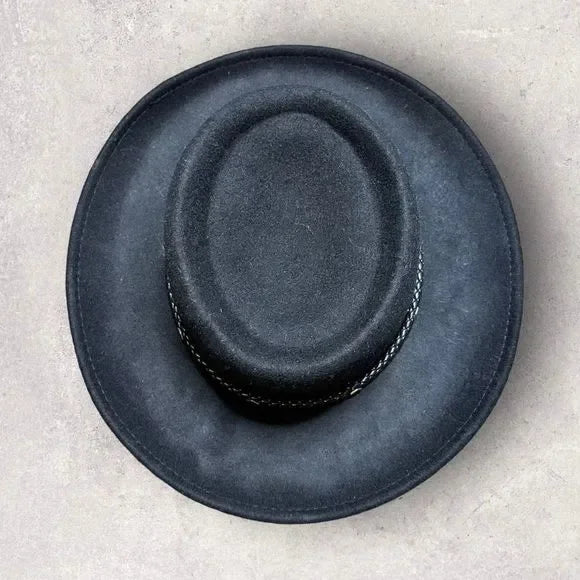 Black Rancher Style Brim Wool Hat