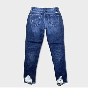 KanCan Distressed Shark Hem Boyfriend Jeans Women's Size 25