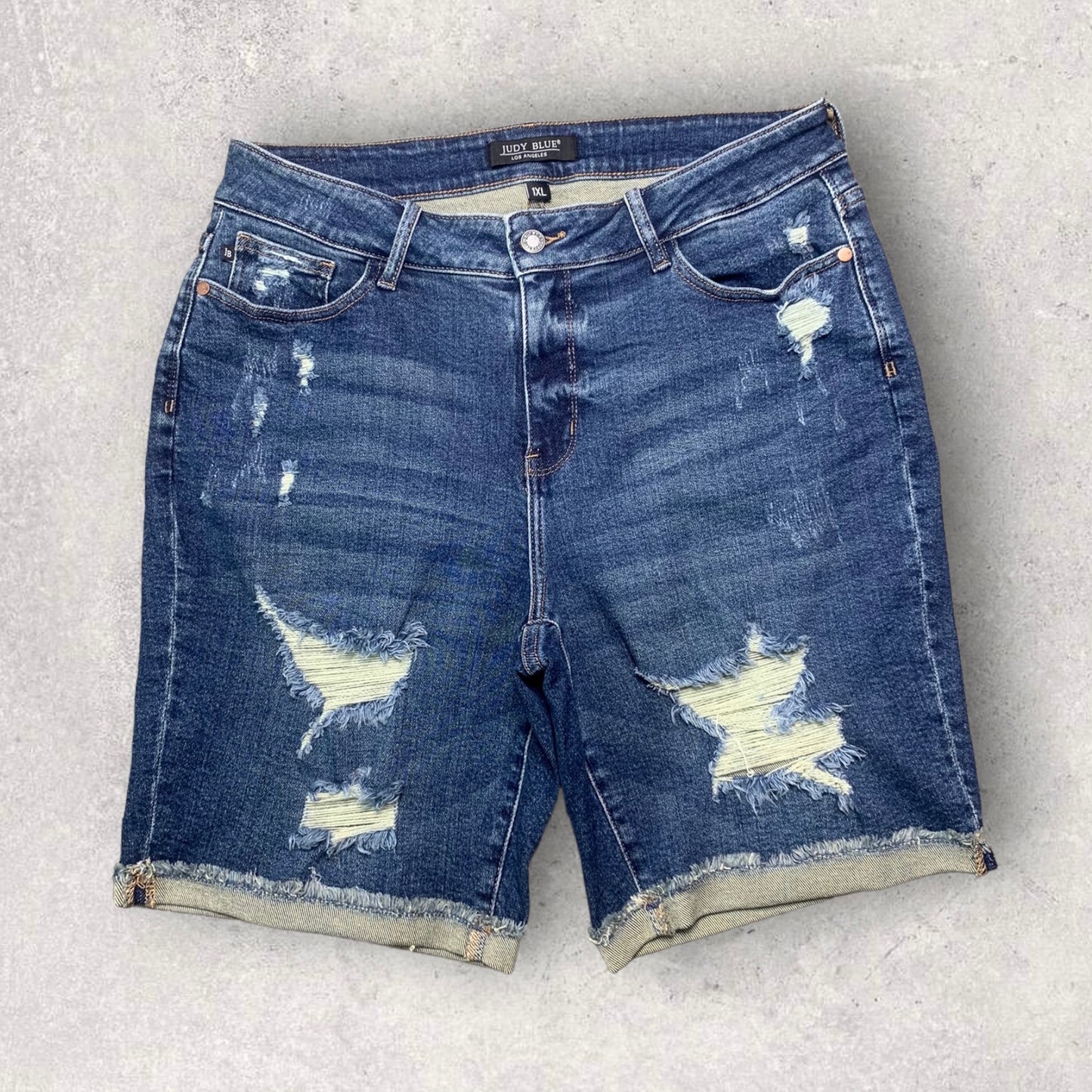 J udy Blue Amaya High Rise Distressed Bermuda Shorts Women’s Size 1X