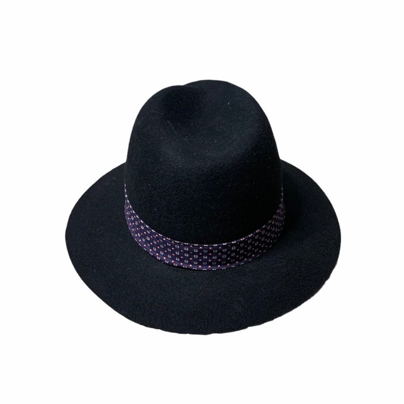 Black Wool Fedora Hat