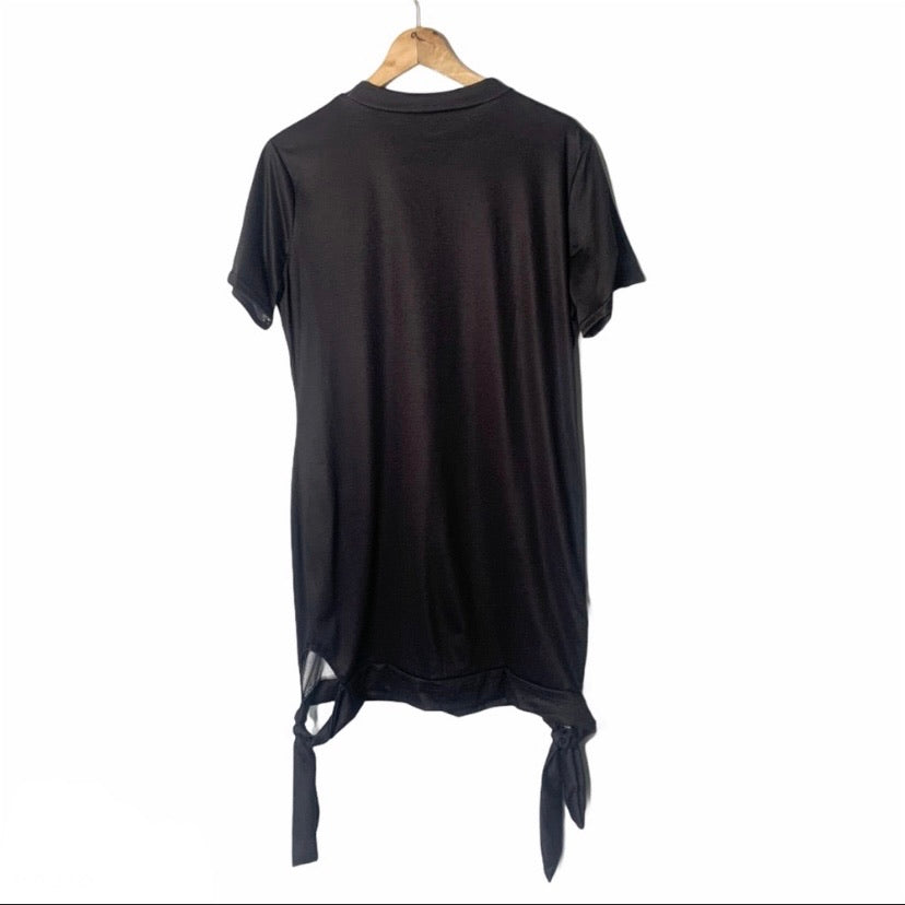Black Short Sleeve Rainbow Kiss T Shirt Dress