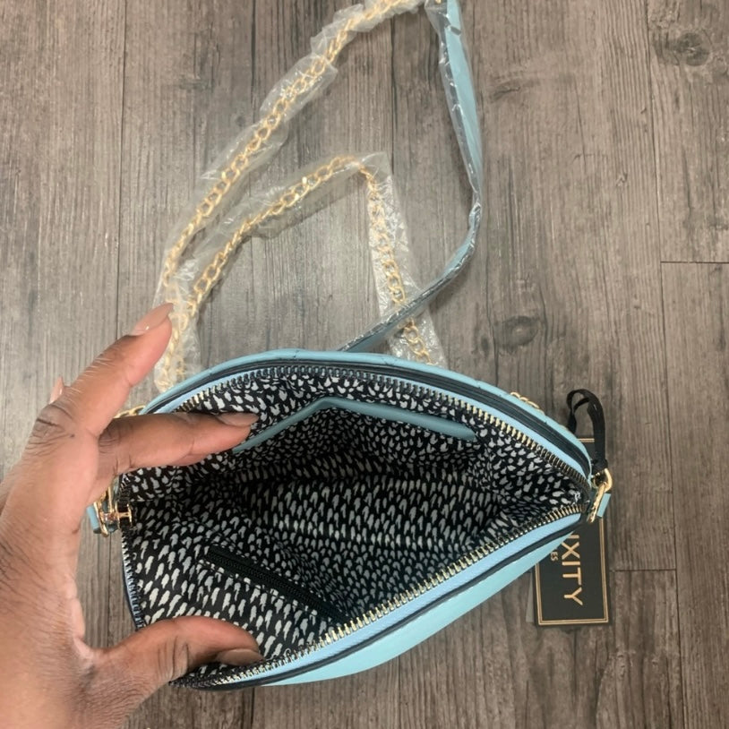 Pale Blue Quilted Gold Chain Mini Bag