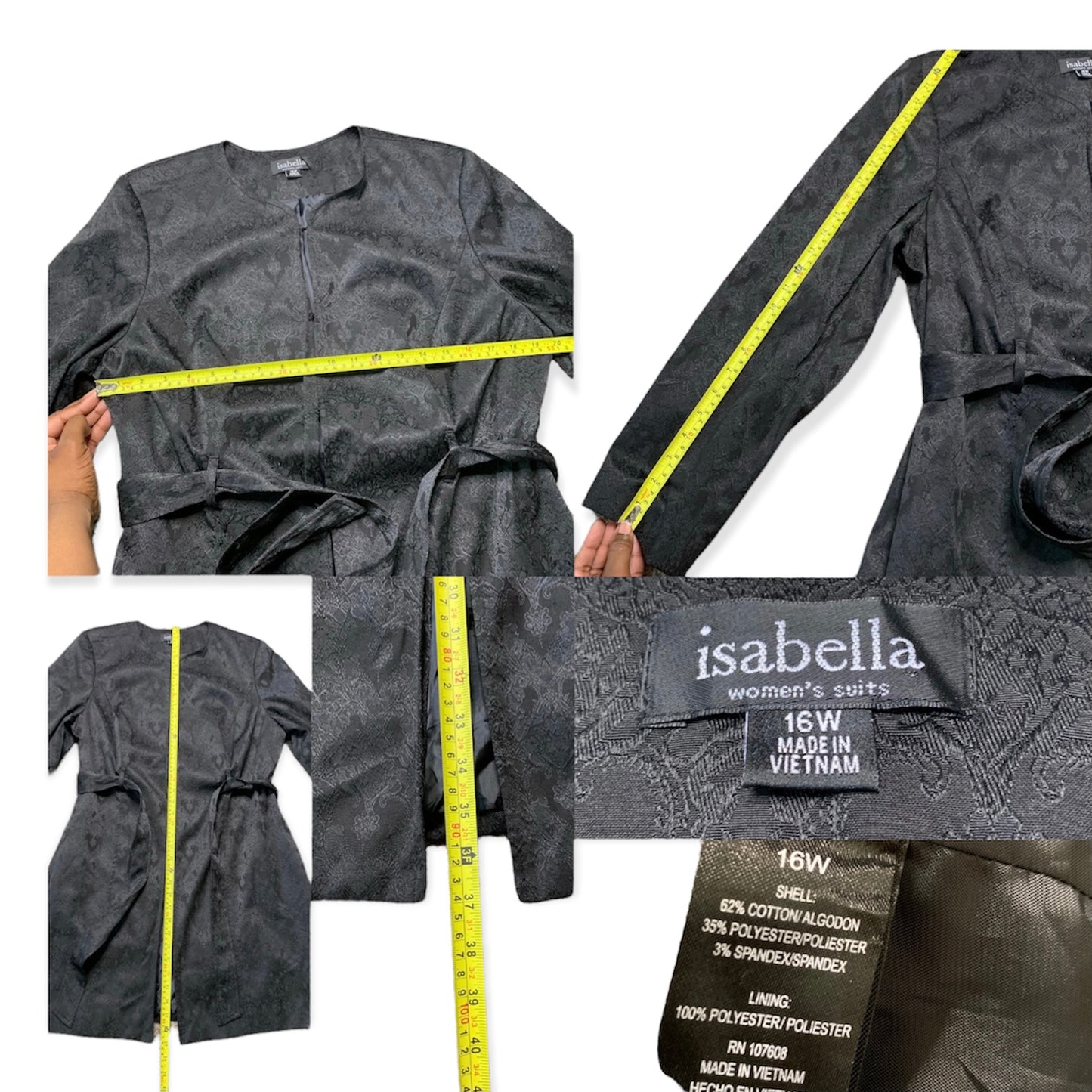 Vintage Isabella Women’s Black 2 Piece Midi Jacket & Suit Set