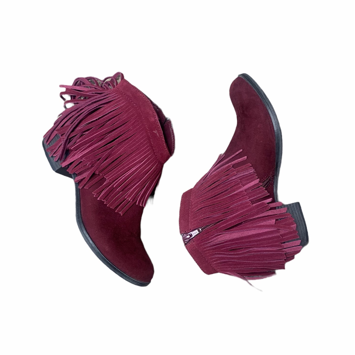Burgundy Fringe Ankle Booties