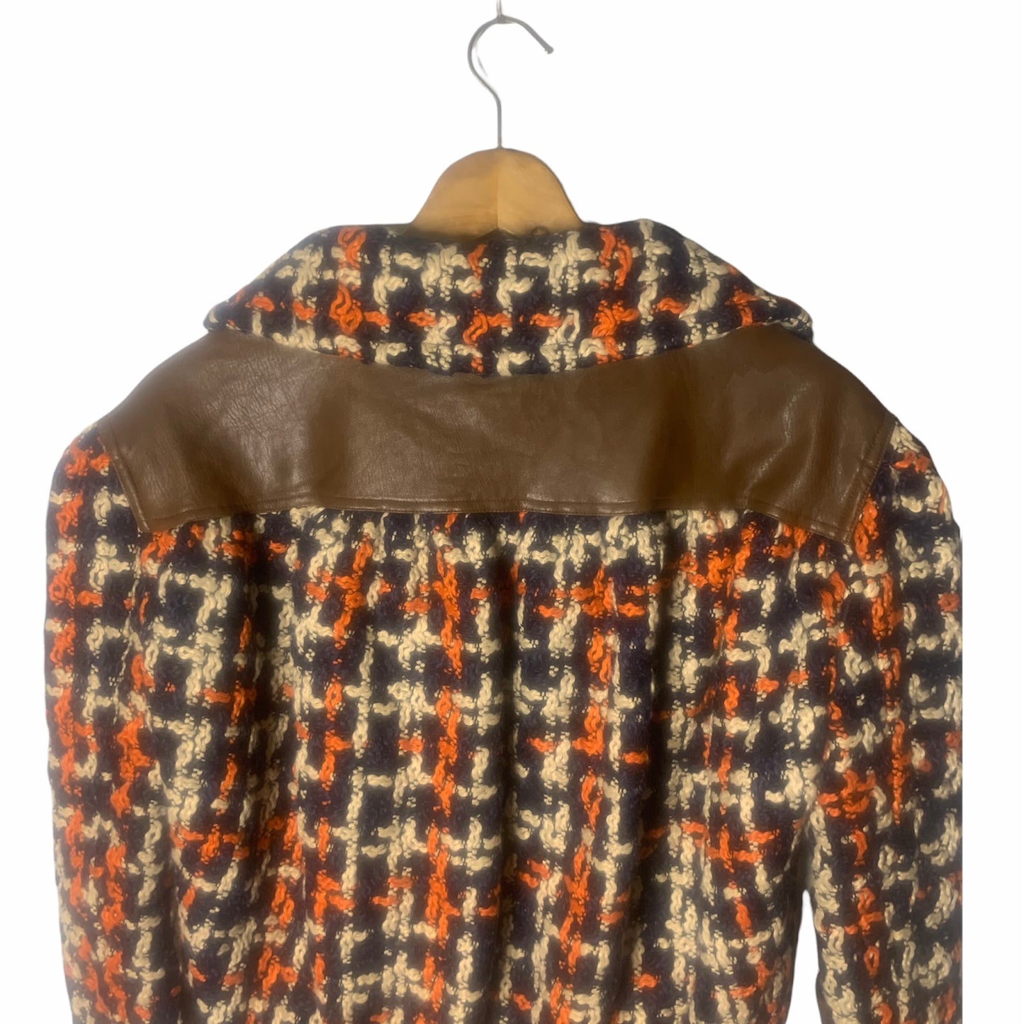 Women's Faux Leather Trim Crochet Knit Bomber Jacket