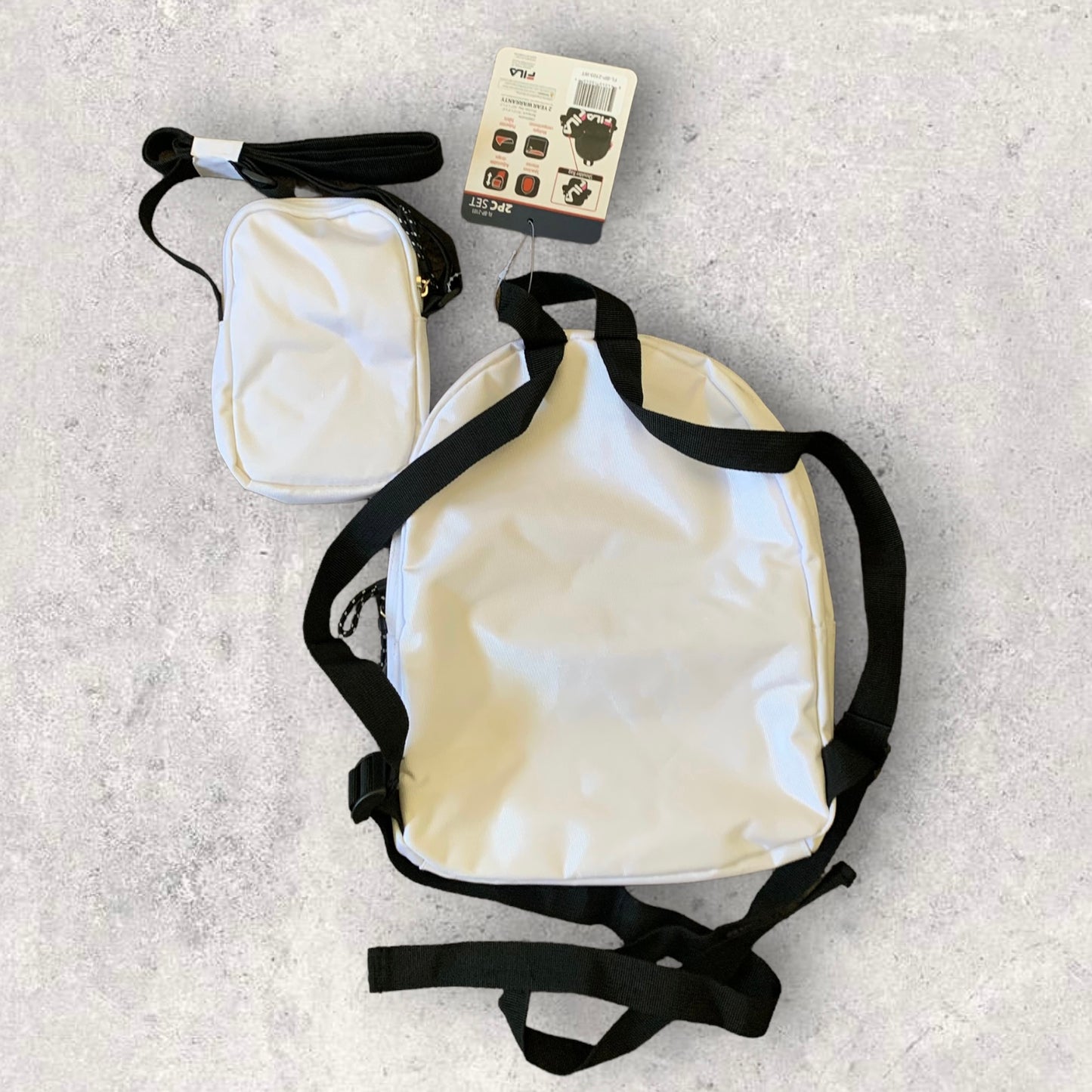 FILA White Logo Rivera Mini Backpack & Crossbody Set