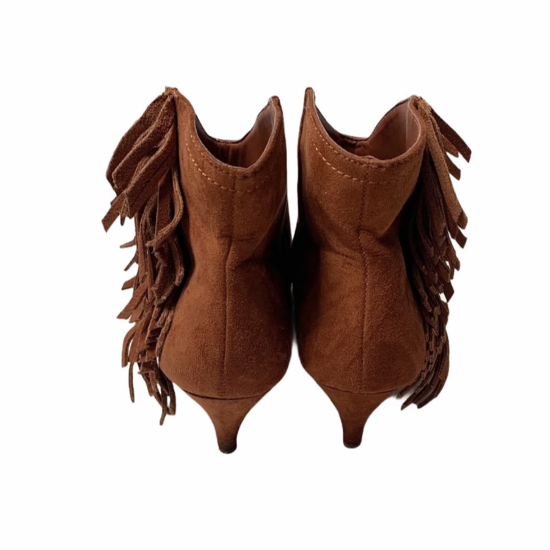 Roll Around Suede Rustic Western Fringe Ankle Boot