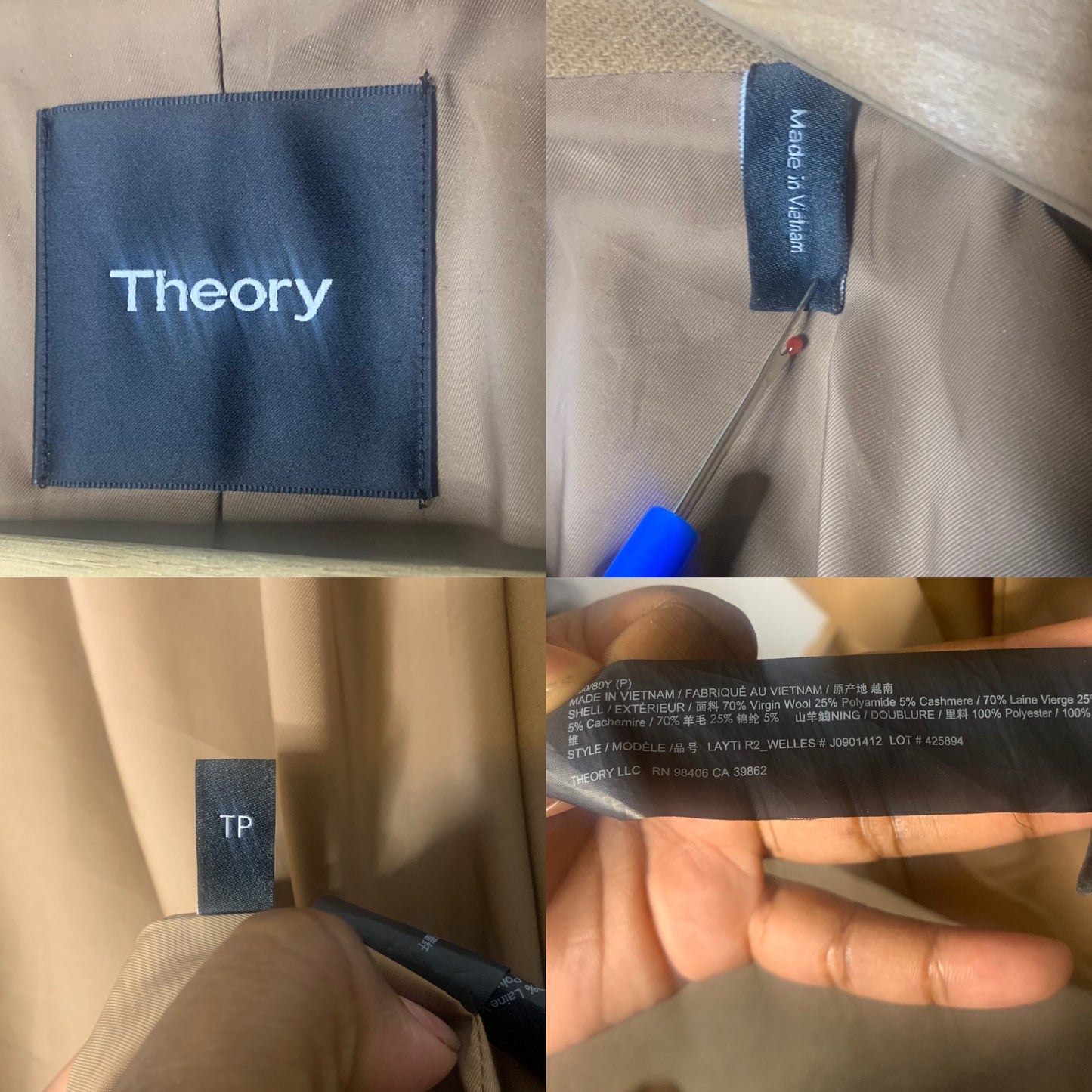 Camel Brown Wool Cashmere Coat by Theory