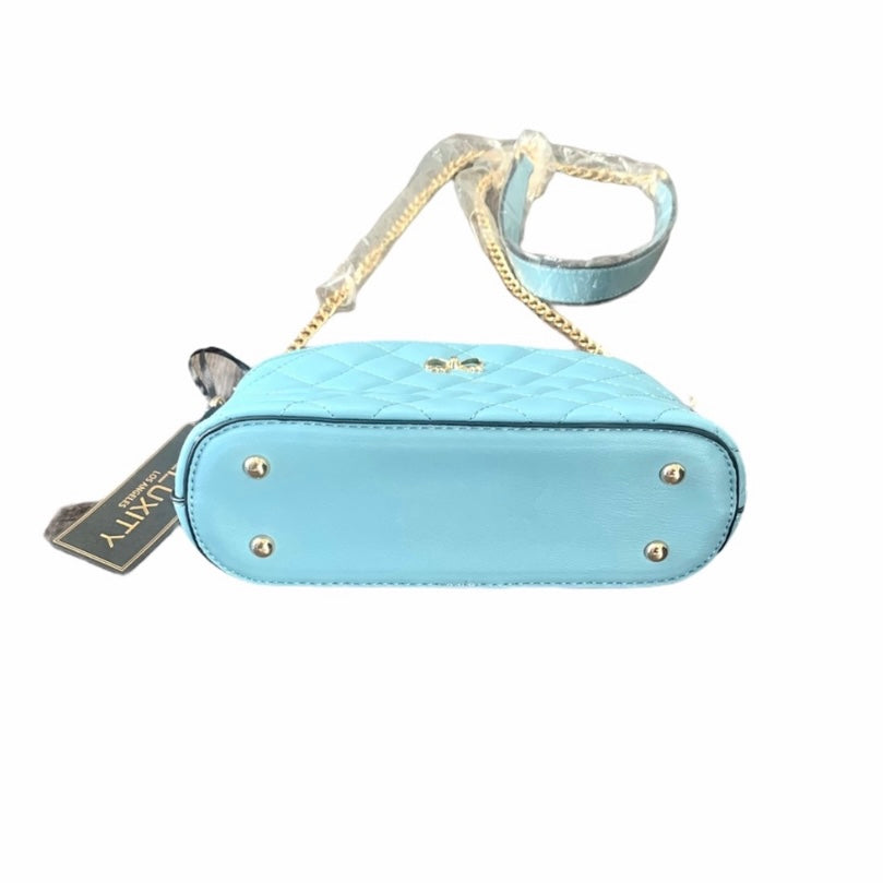 Pale Blue Quilted Gold Chain Mini Bag