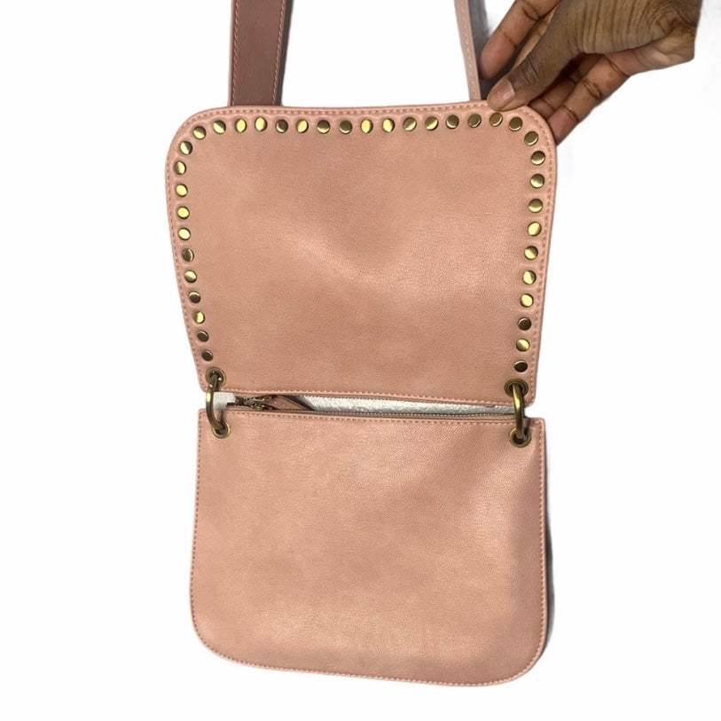 Pink Georgia Double Pouch Studded Long Strap Bag