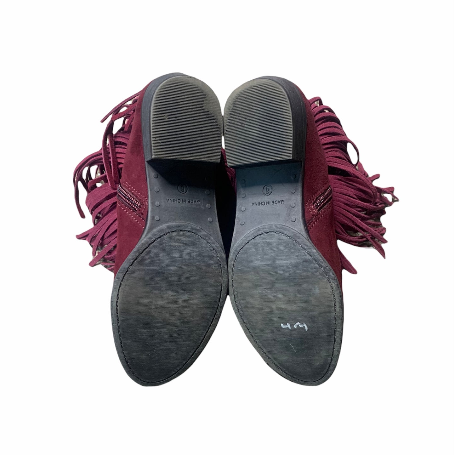 Burgundy Fringe Ankle Booties