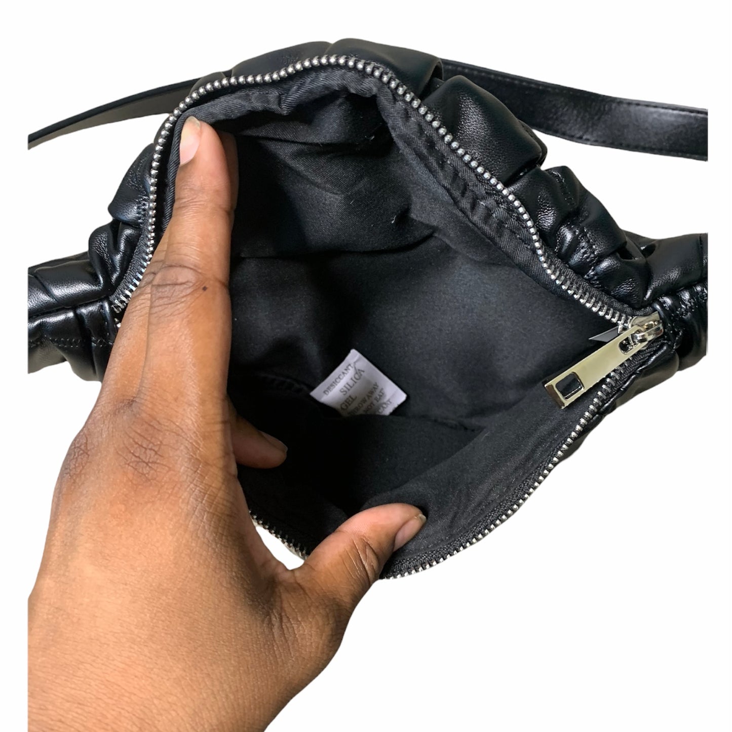 Women's Black Ruched Quilted Crossbody Bag