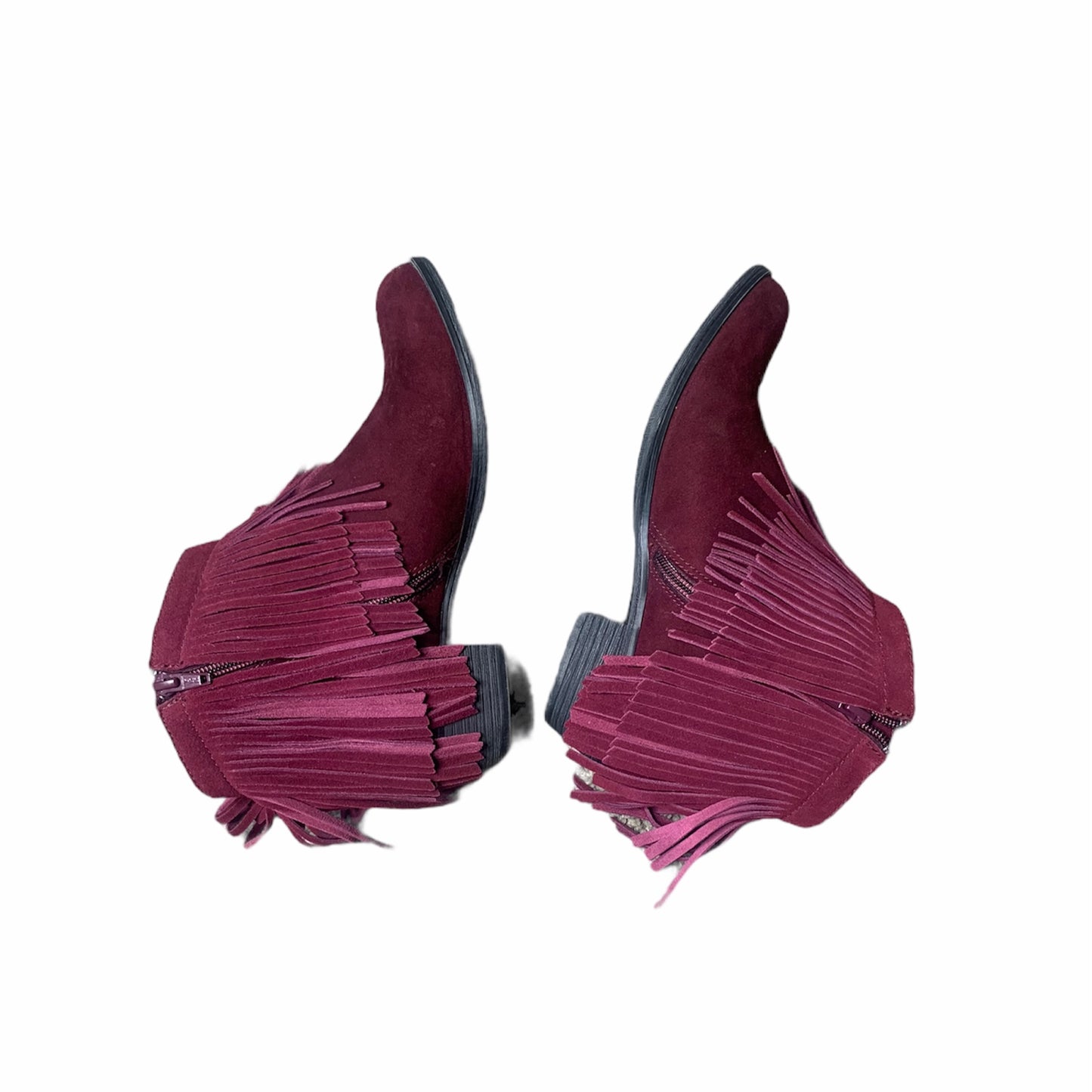 Burgundy Fringe Ankle Booties