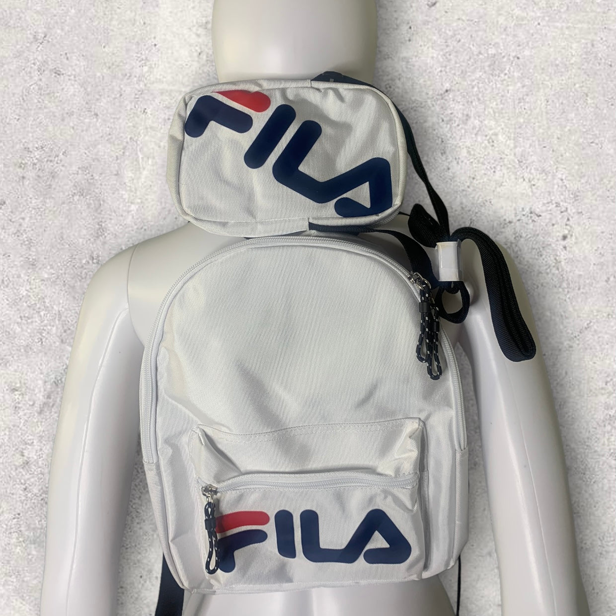 FILA White Logo Rivera Mini Backpack & Crossbody Set