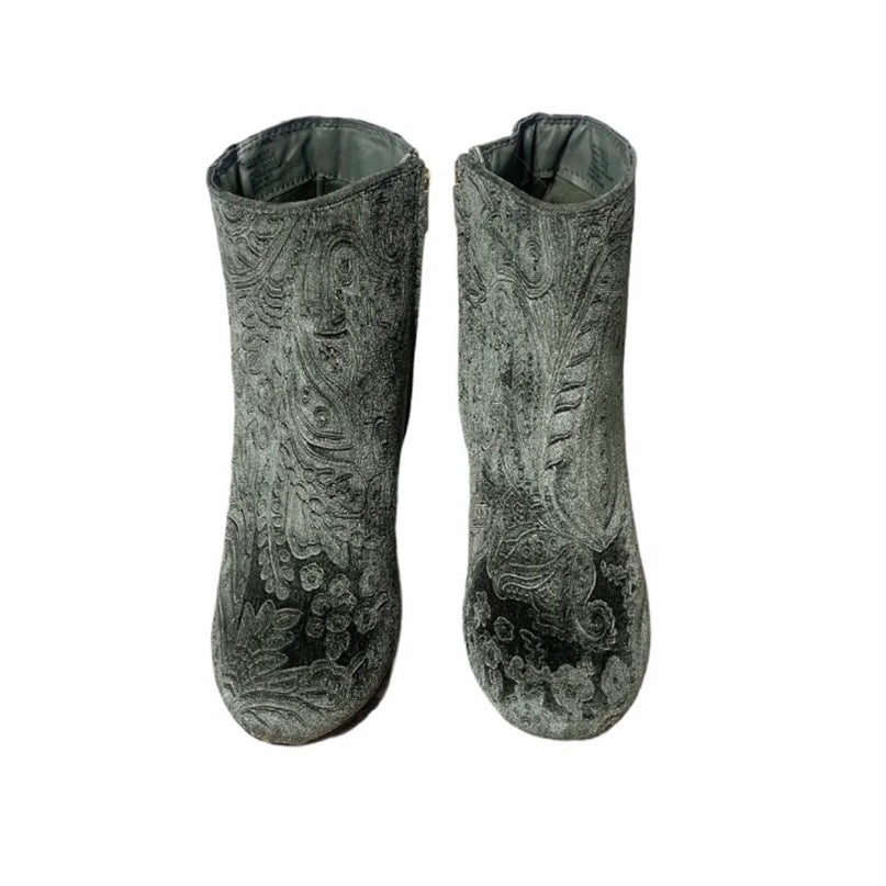 Sage Green Velvet Ankle Boots