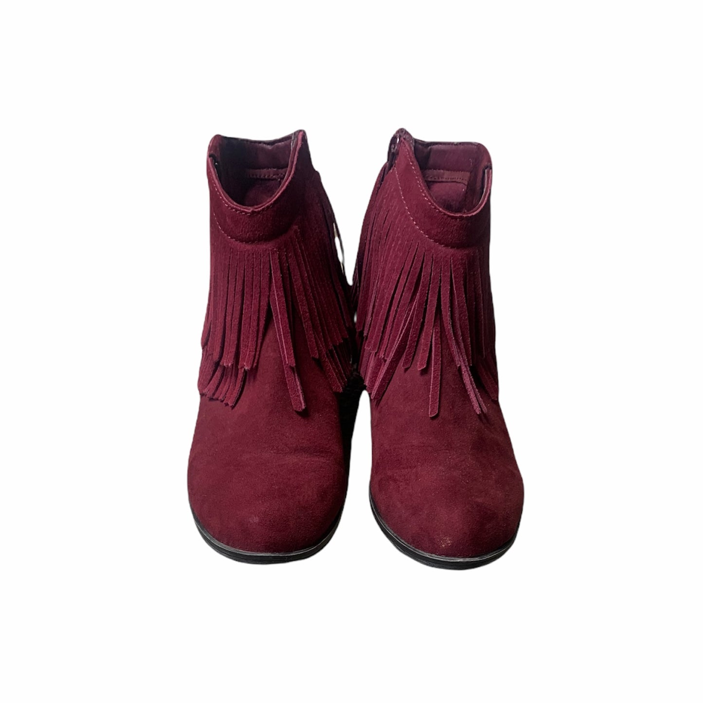Burgundy Fringe Ankle Booties